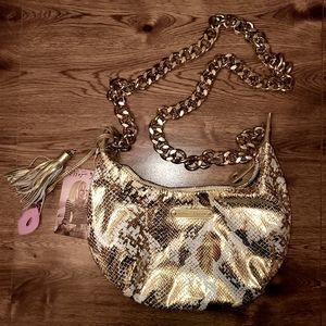 Betsey Johnson Rich Bitch gold purse